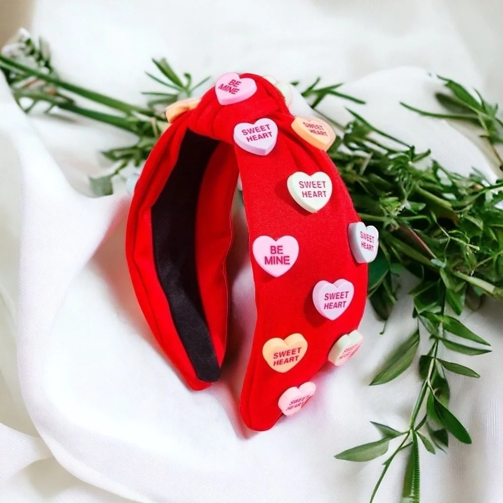Brand New Valentine's Day Headbands - Adorned with Conversation Hearts, 5 Colors